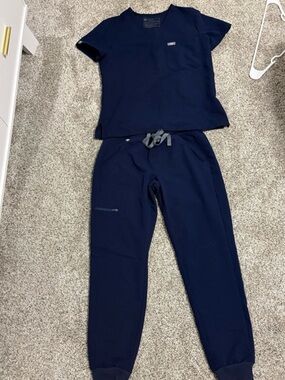 Figs Navy Scrub Set Top XXS + Jogger Pants XXSP Technical Collection